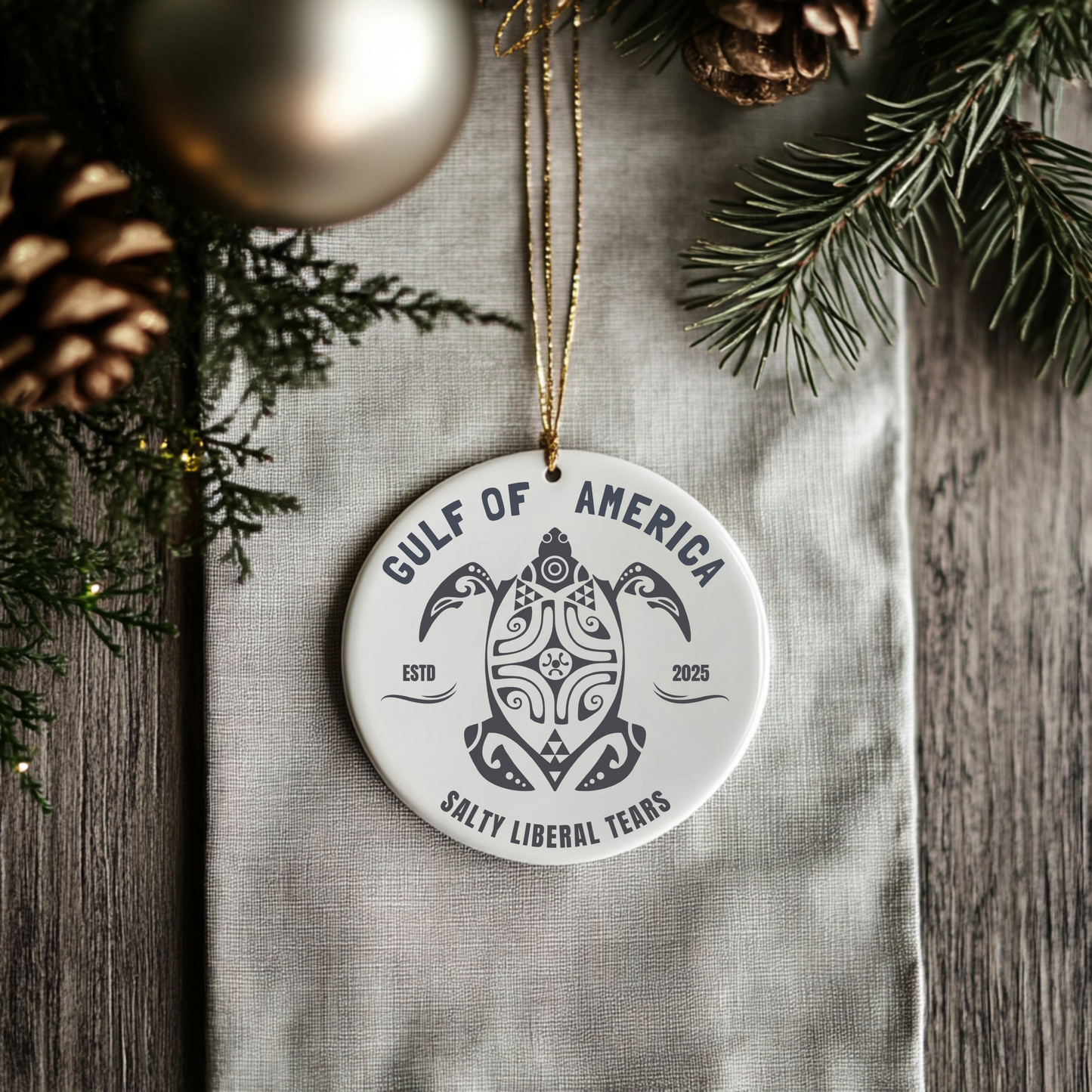 Gulf of America 2025 Vintage Turtle Christmas Ornament