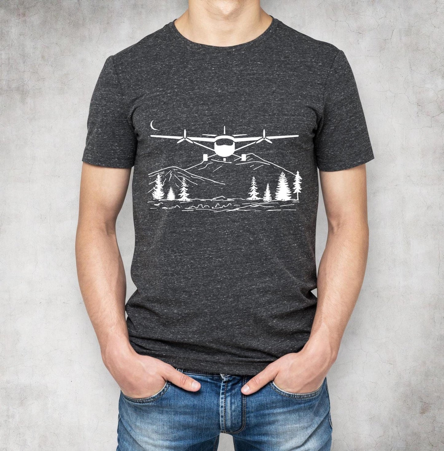 Bush Plane T-Shirt, Premium Aviation Graphic Tee, Nature Adventure Gift Dark Heather