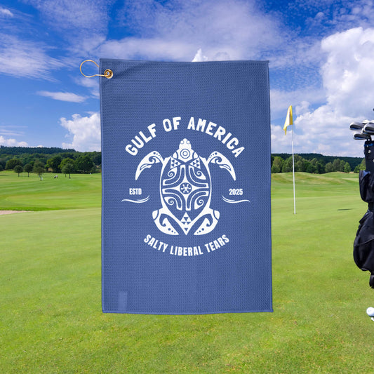 Gulf of America Golf Towel, Golfing Accessories, Sports Towel, Nautical Decor, Unique Golf Gifts Blue